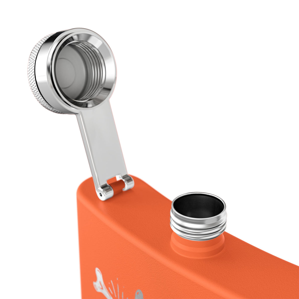 6oz Camping Flask or Dog Water Carrying Device - Stainless Steel Hip Flask with Campfire & Bones Design